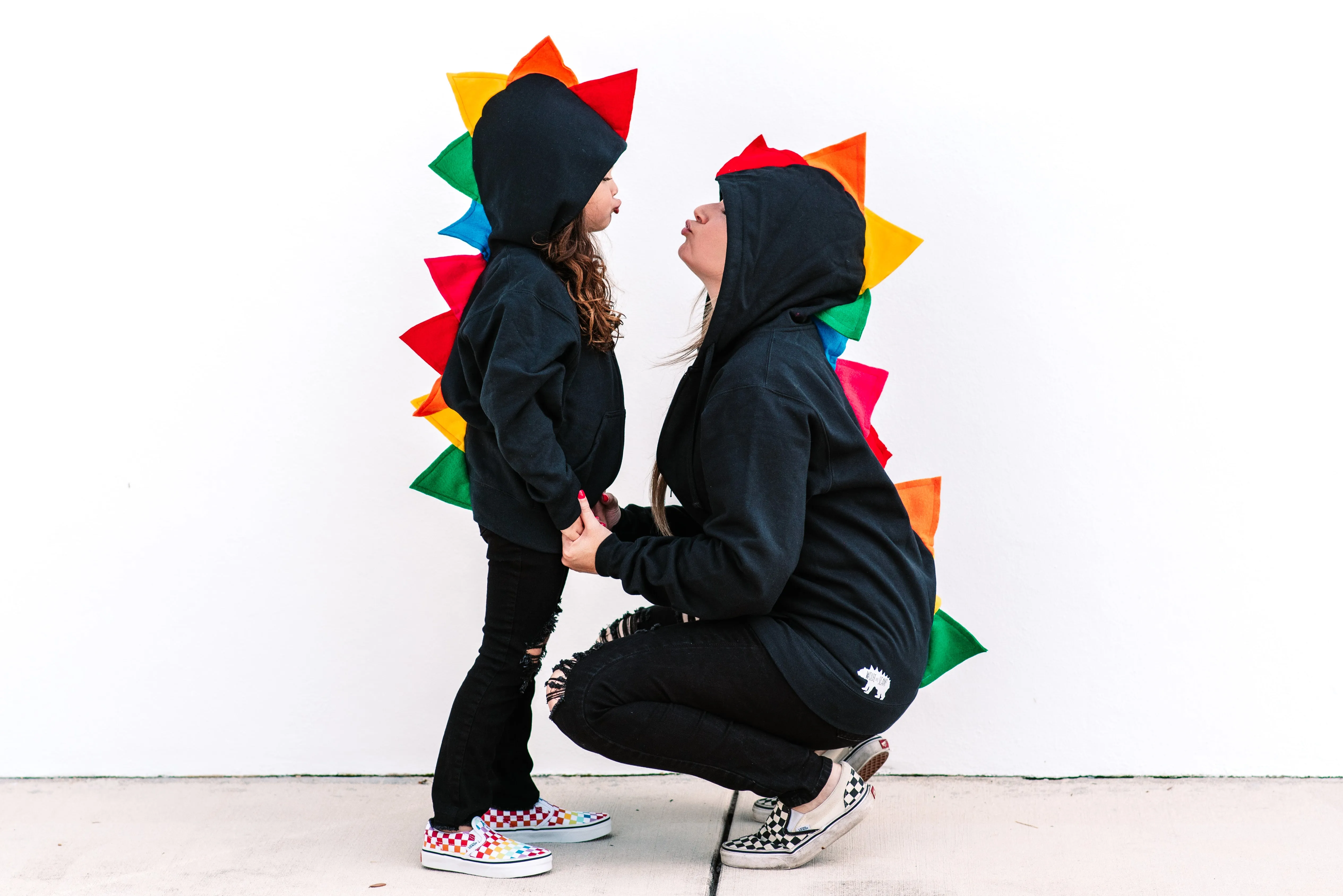 Adult Dinosaur Hoodie - Rainbow Spikes