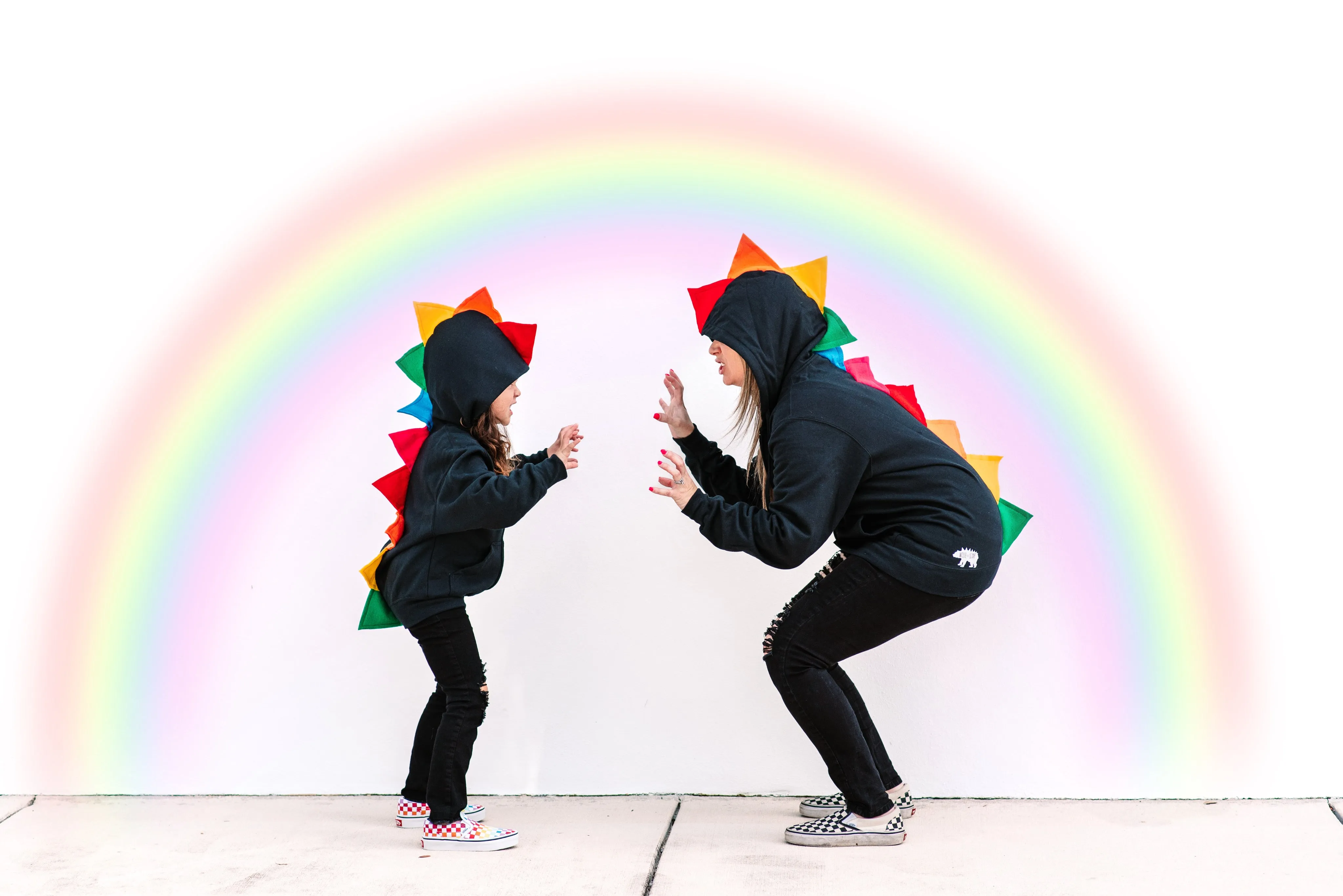 Adult Dinosaur Hoodie - Rainbow Spikes