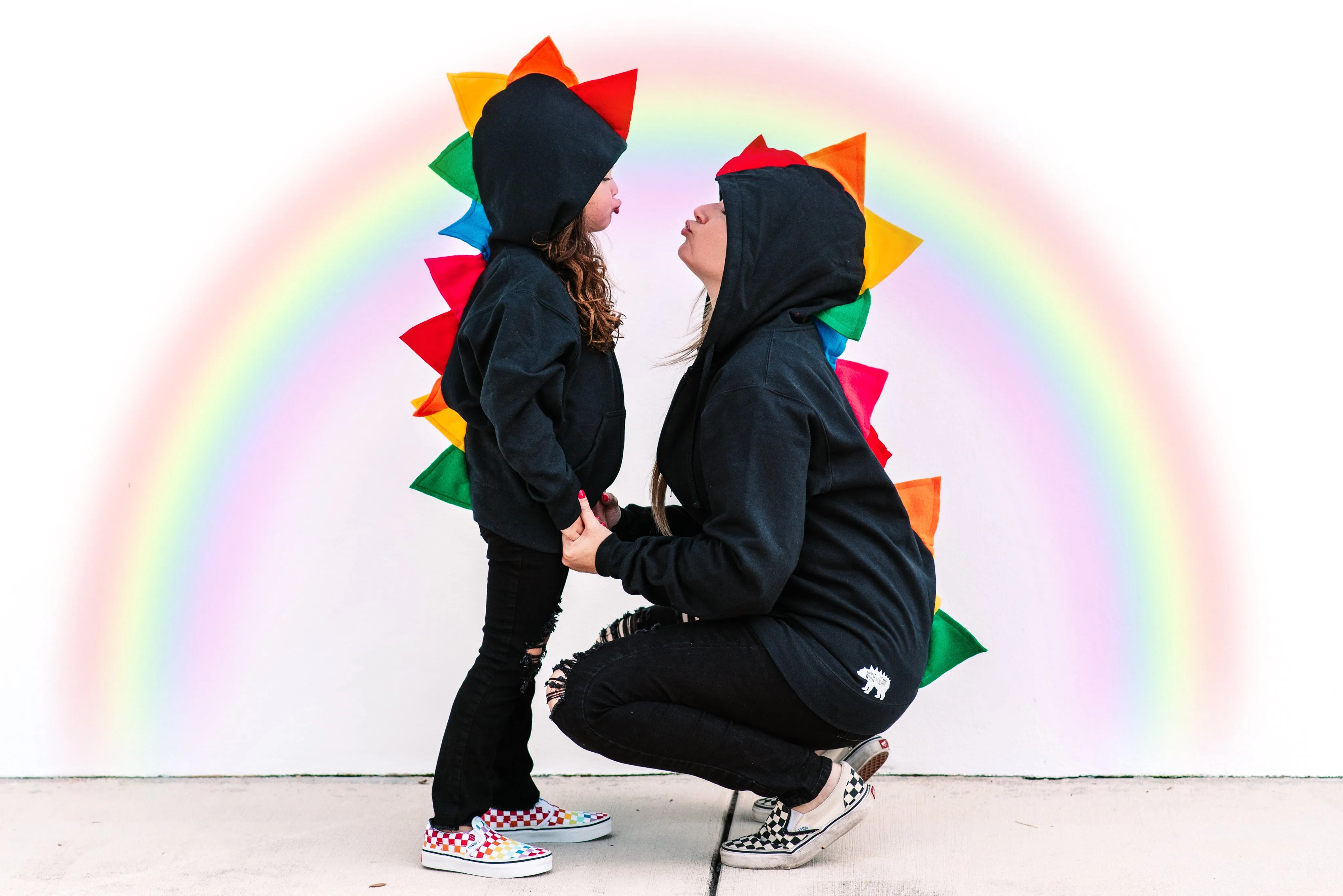 Adult Dinosaur Hoodie - Rainbow Spikes