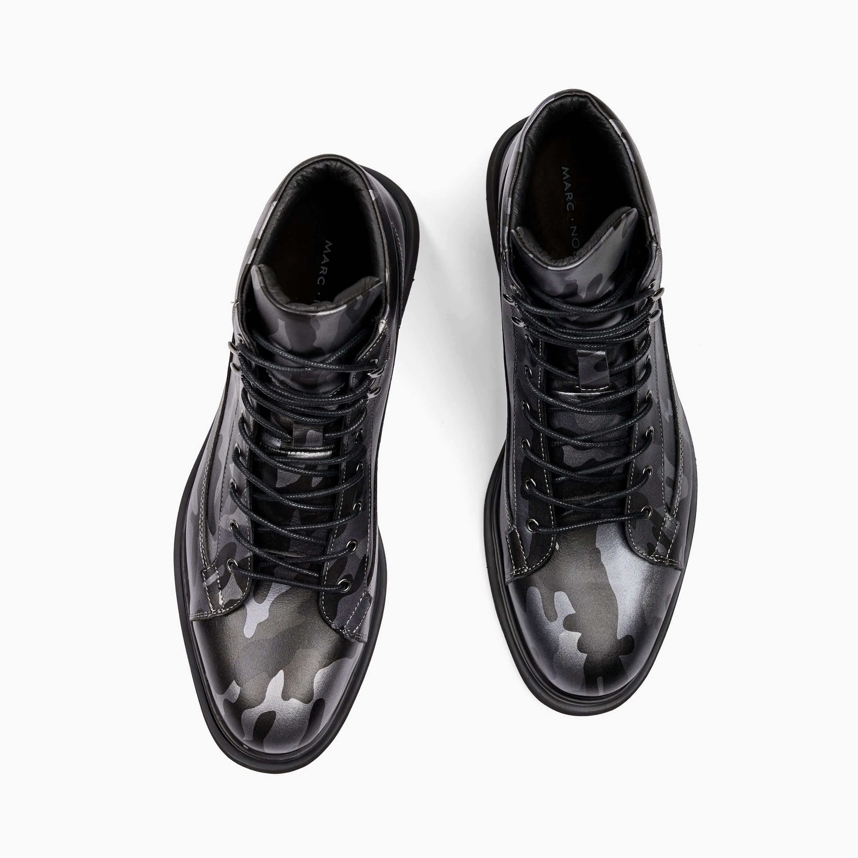 Aiden Black Camo Leather Combat Boots