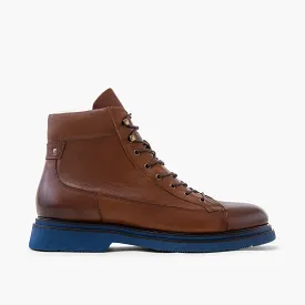 Aiden Coffee Leather Combat Boots