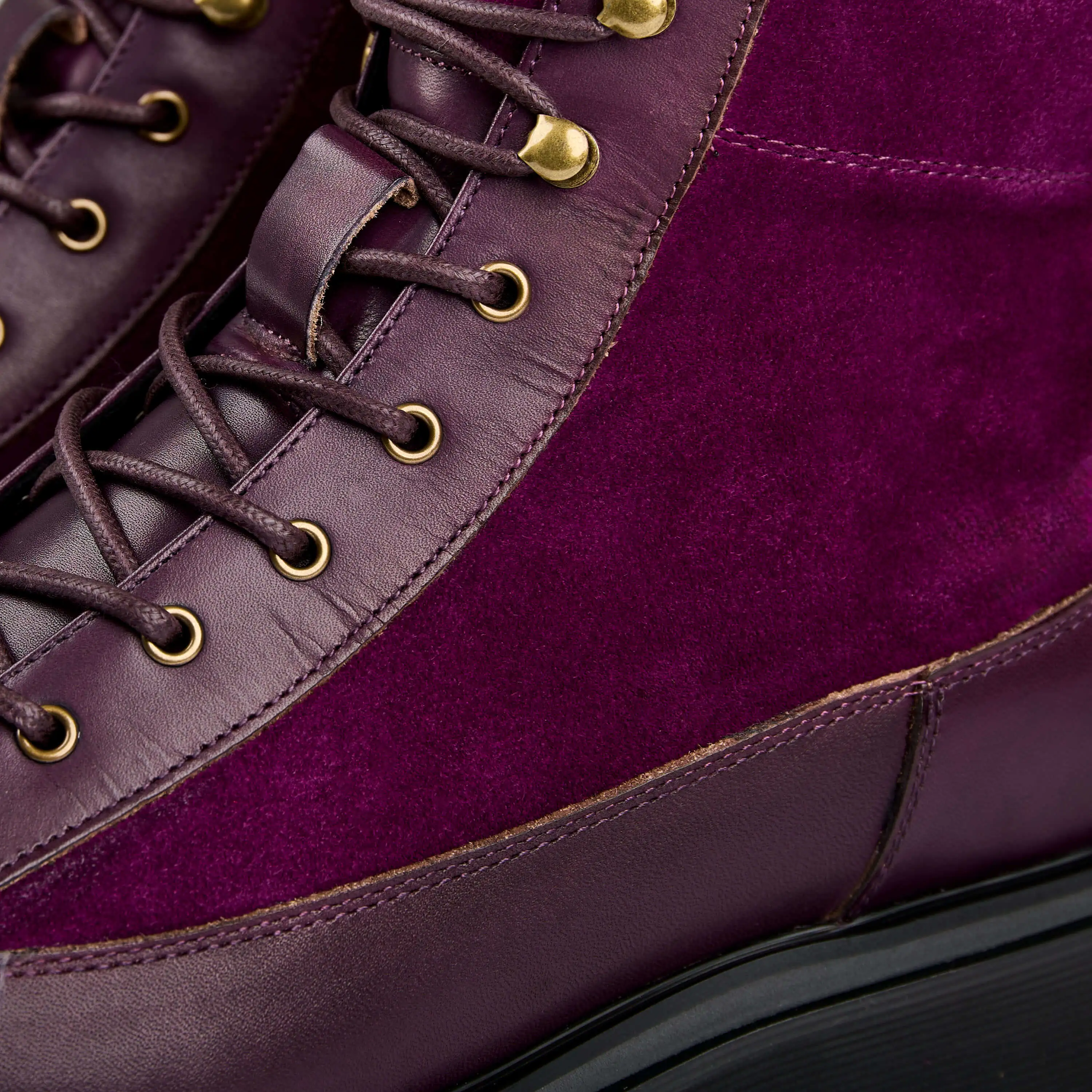 Aiden Grape Leather Combat Boots