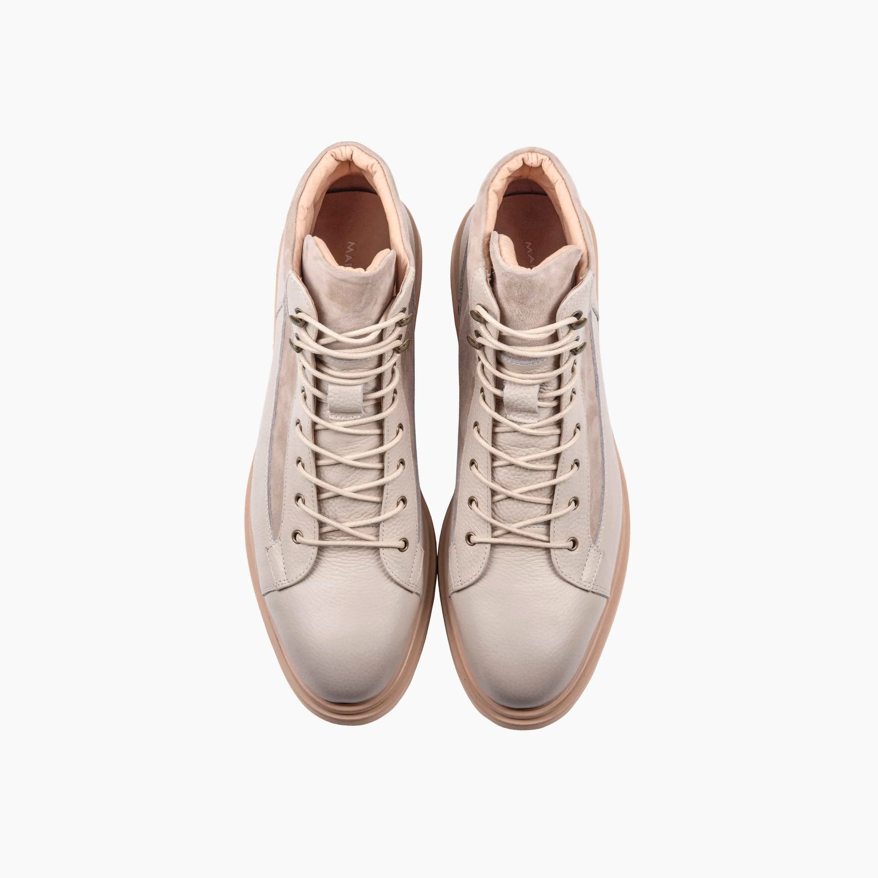 Aiden Navajo Beige Leather Combat Boots