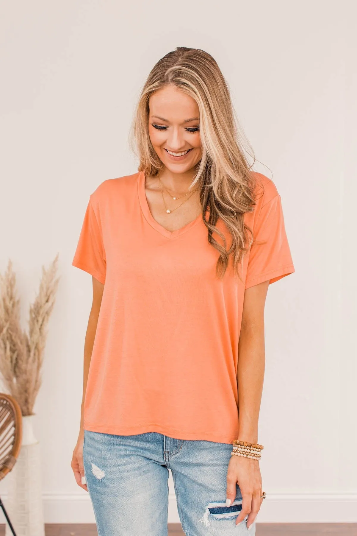 Always Essential V-Neck Top- Sherbert