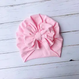 Baby Top Knot Bow Turban — Pink