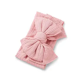 Baby Top Knot Double Bow Headband Blush