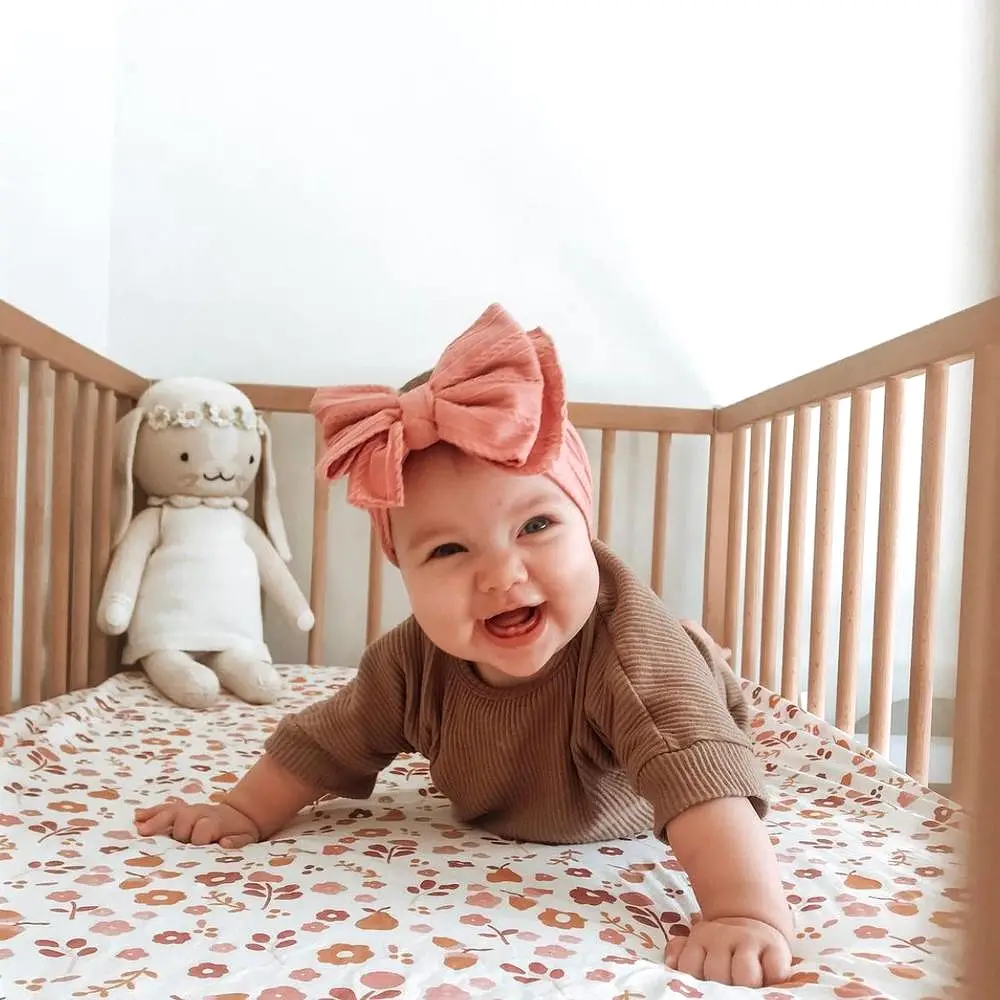 Baby Top Knot Double Bow Headband Blush