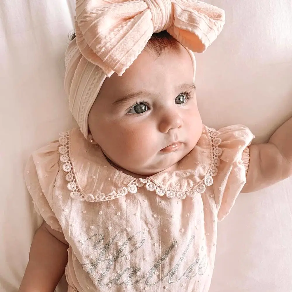 Baby Top Knot Double Bow Headband Coral