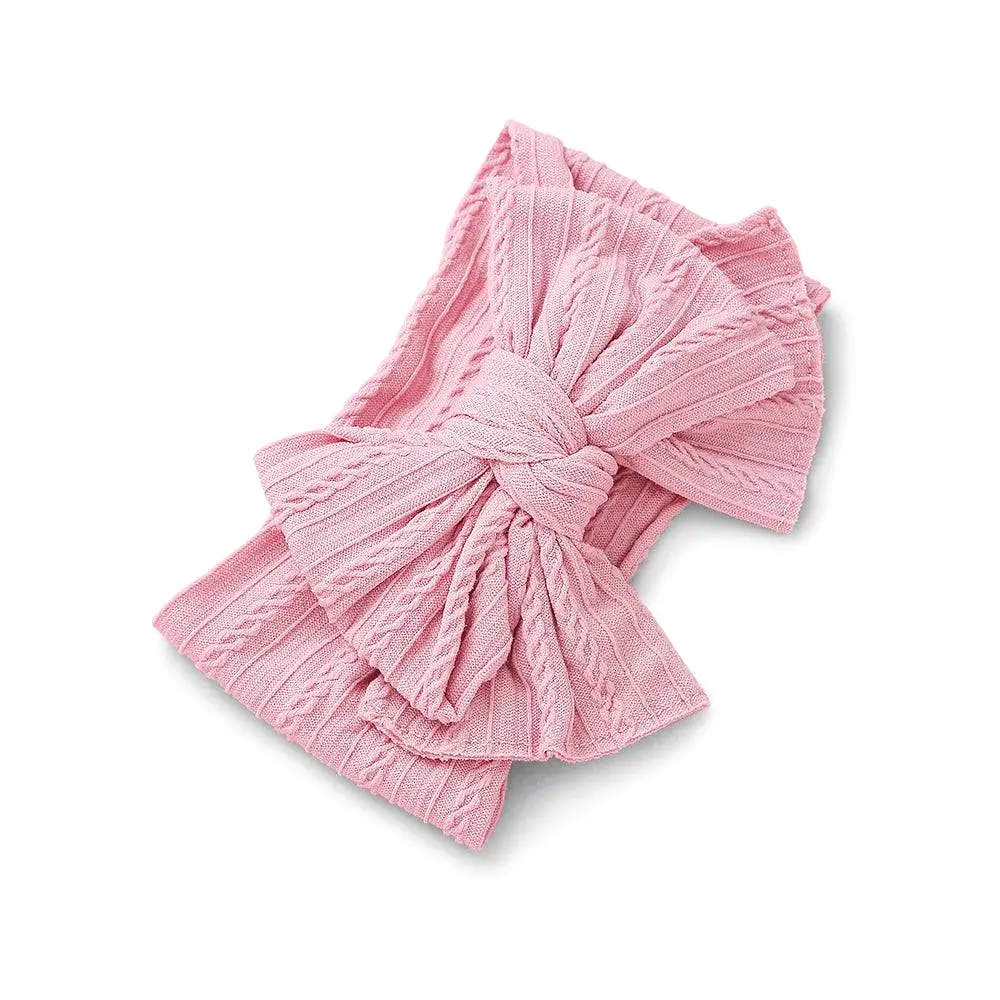 Baby Top Knot Double Bow Headband Flamingo