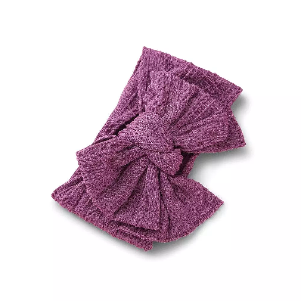 Baby Top Knot Double Bow Headband Mauve