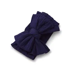 Baby Top Knot Double Bow Headband Navy