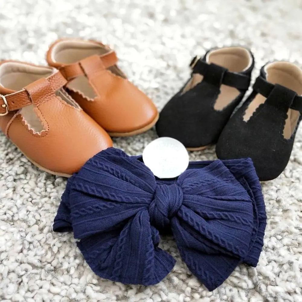 Baby Top Knot Double Bow Headband Navy