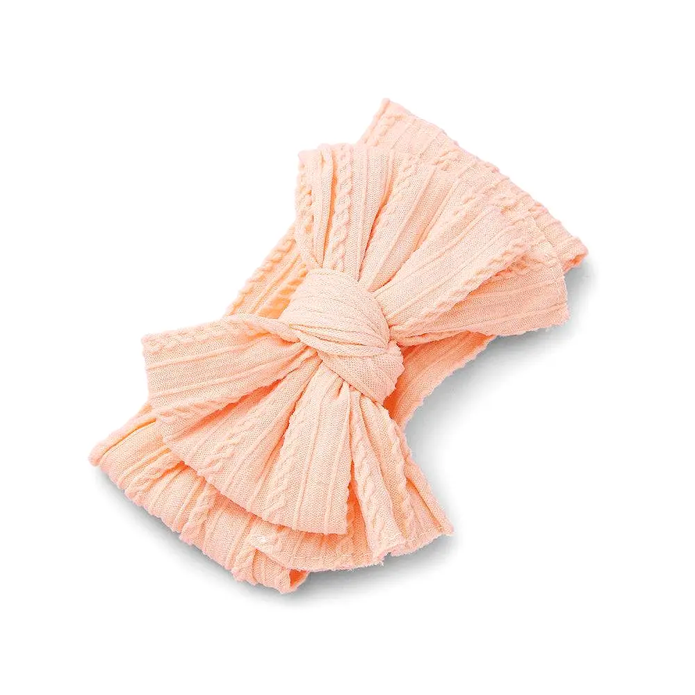 Baby Top Knot Double Bow Headband Peach