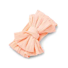 Baby Top Knot Double Bow Headband Peach