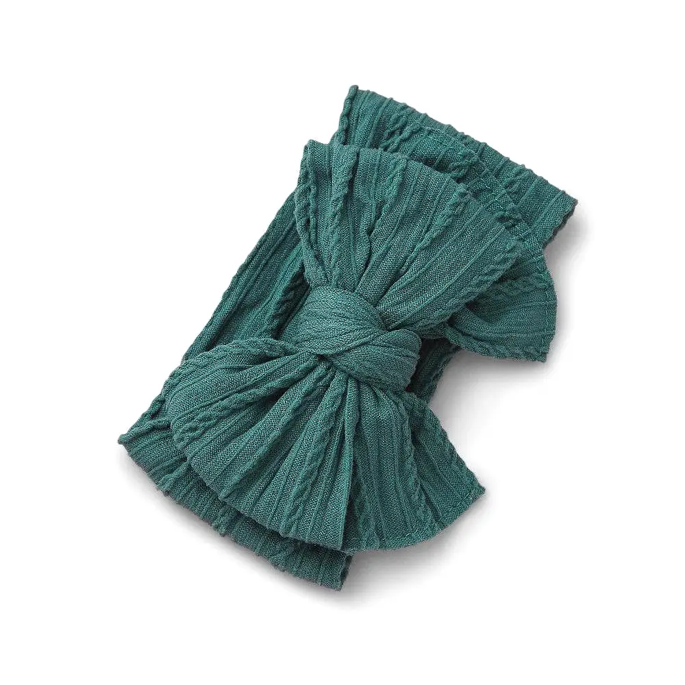 Baby Top Knot Double Bow Headband Pine Green