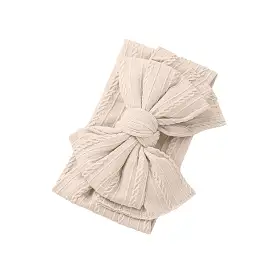 Baby Top Knot Double Bow Headband Sand