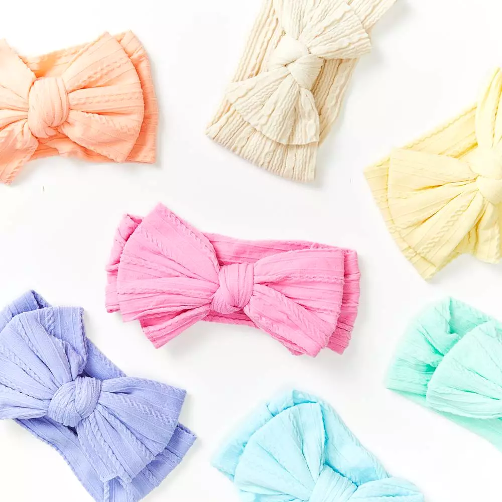 Baby Top Knot Double Bow Headband Sky