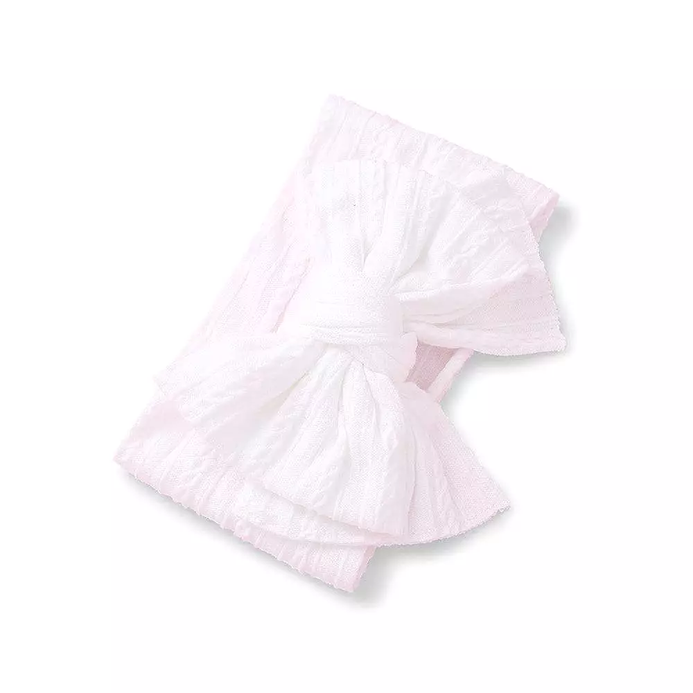 Baby Top Knot Double Bow Headband White