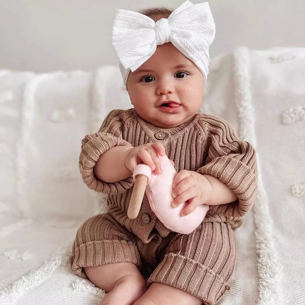 Baby Top Knot Double Bow Headband White