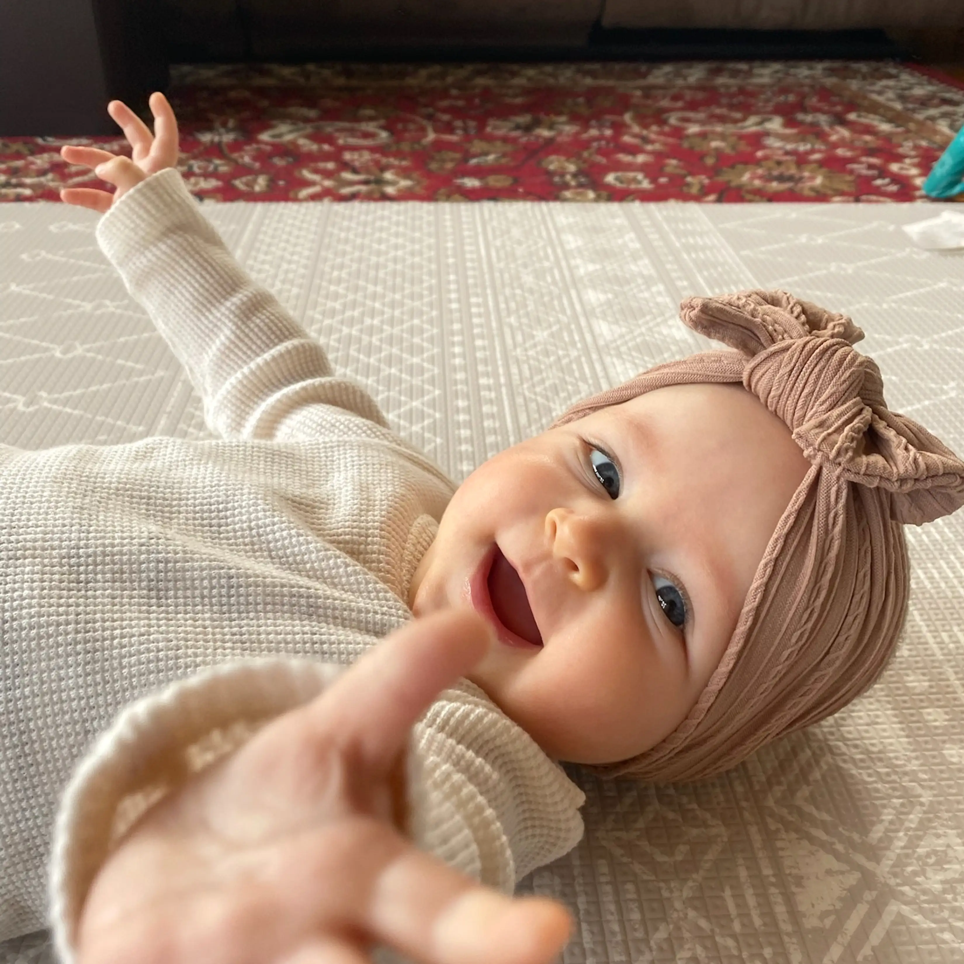 Baby Top Knot Single Bow Headband Cherry