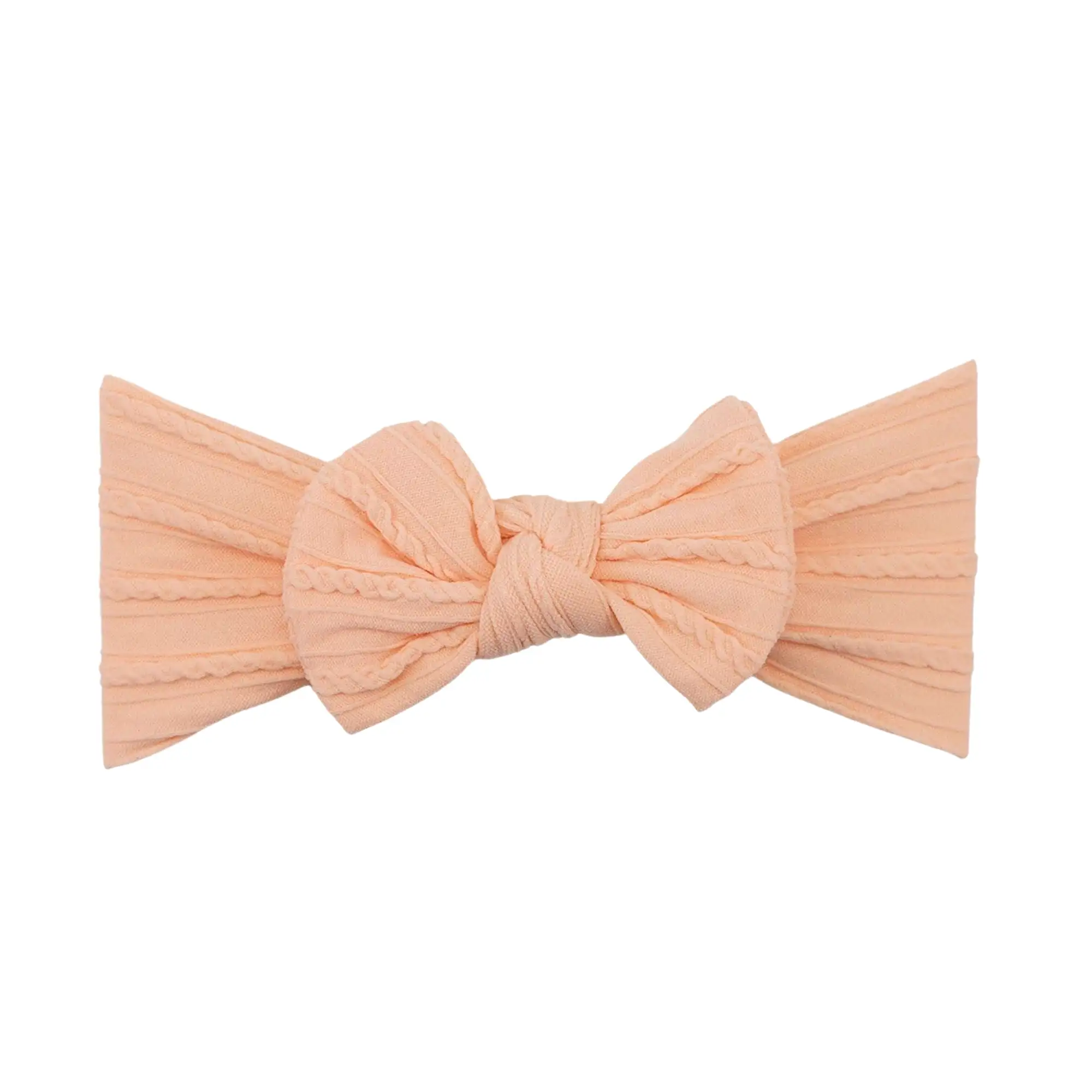 Baby Top Knot Single Bow Headband Peach