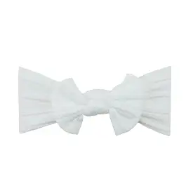 Baby Top Knot Single Bow Headband White