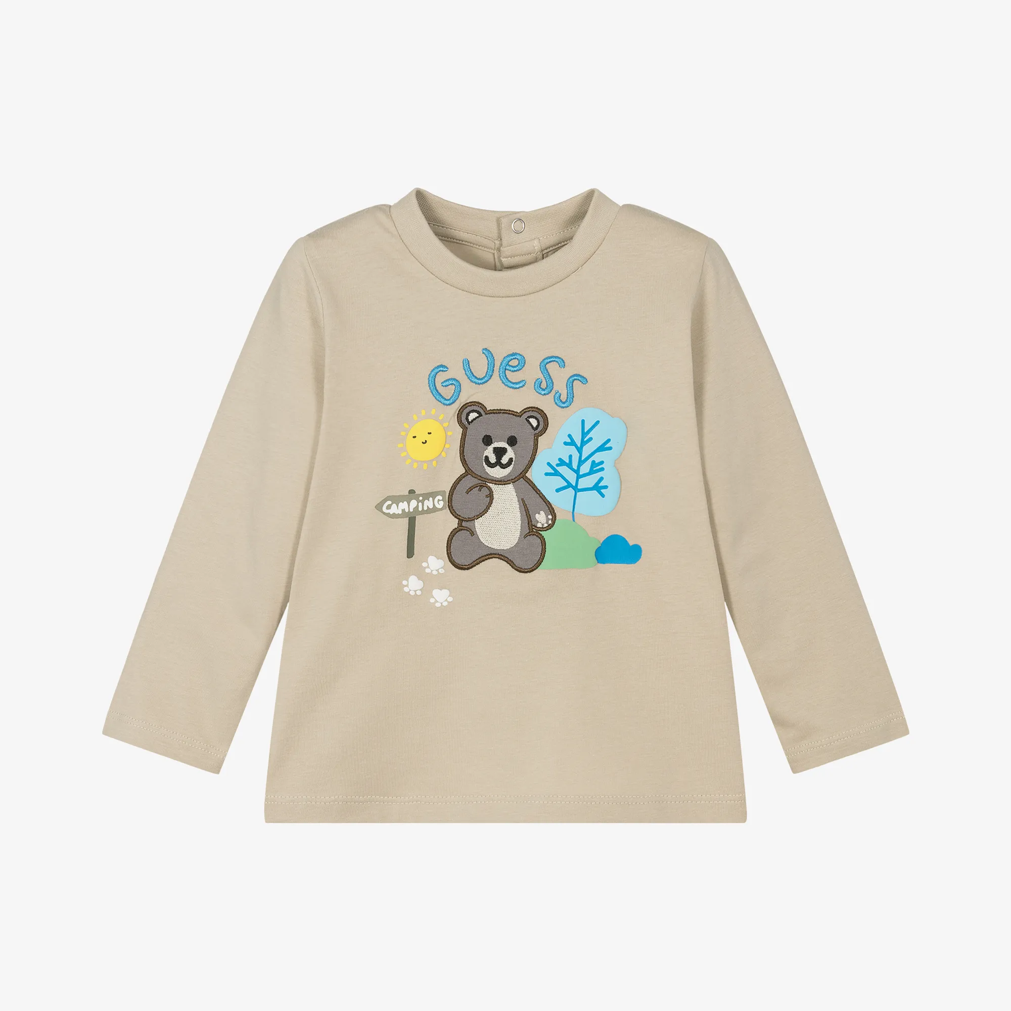 Beige Cotton Bear Baby Top