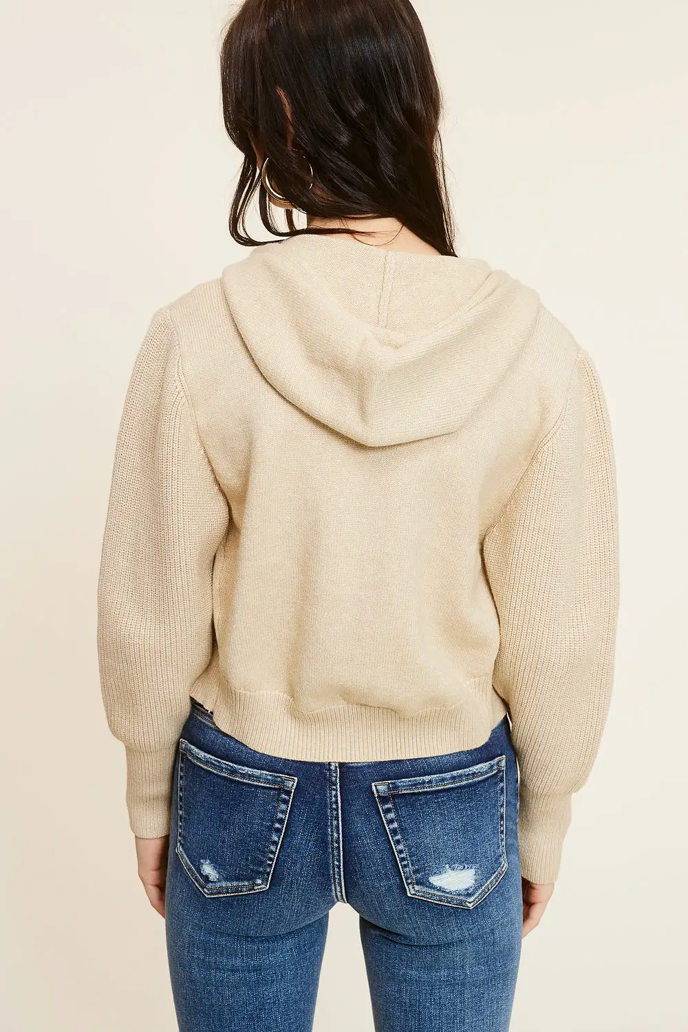 Beige Knit Hoodie