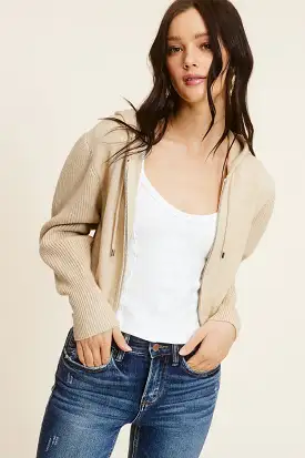 Beige Knit Hoodie