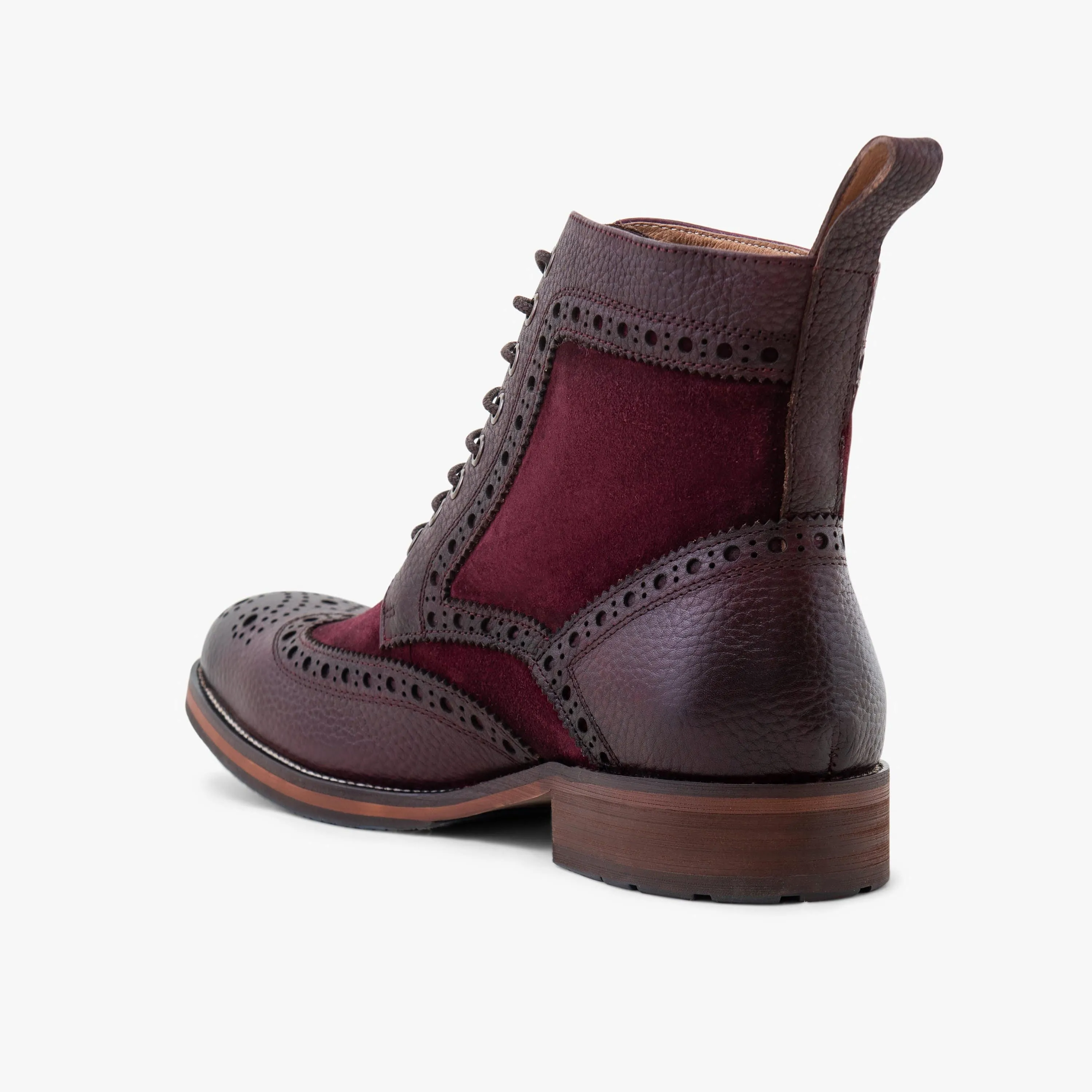 Belmont Burgundy Leather Wingtip Combat Boots