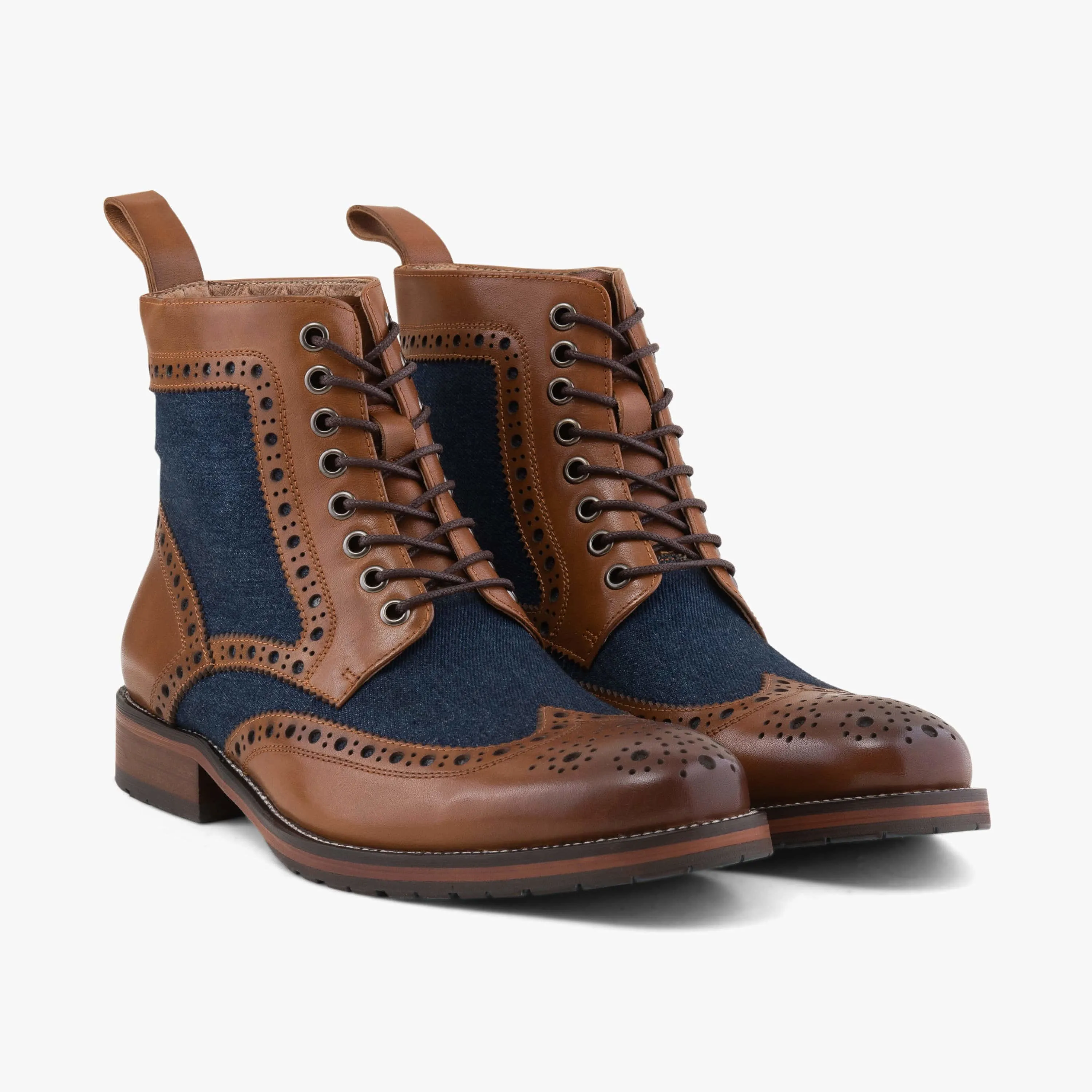 Belmont Denim Wingtip Combat Boots