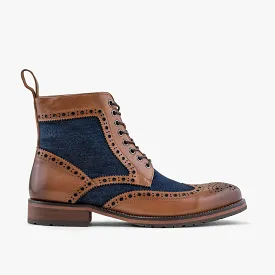 Belmont Denim Wingtip Combat Boots