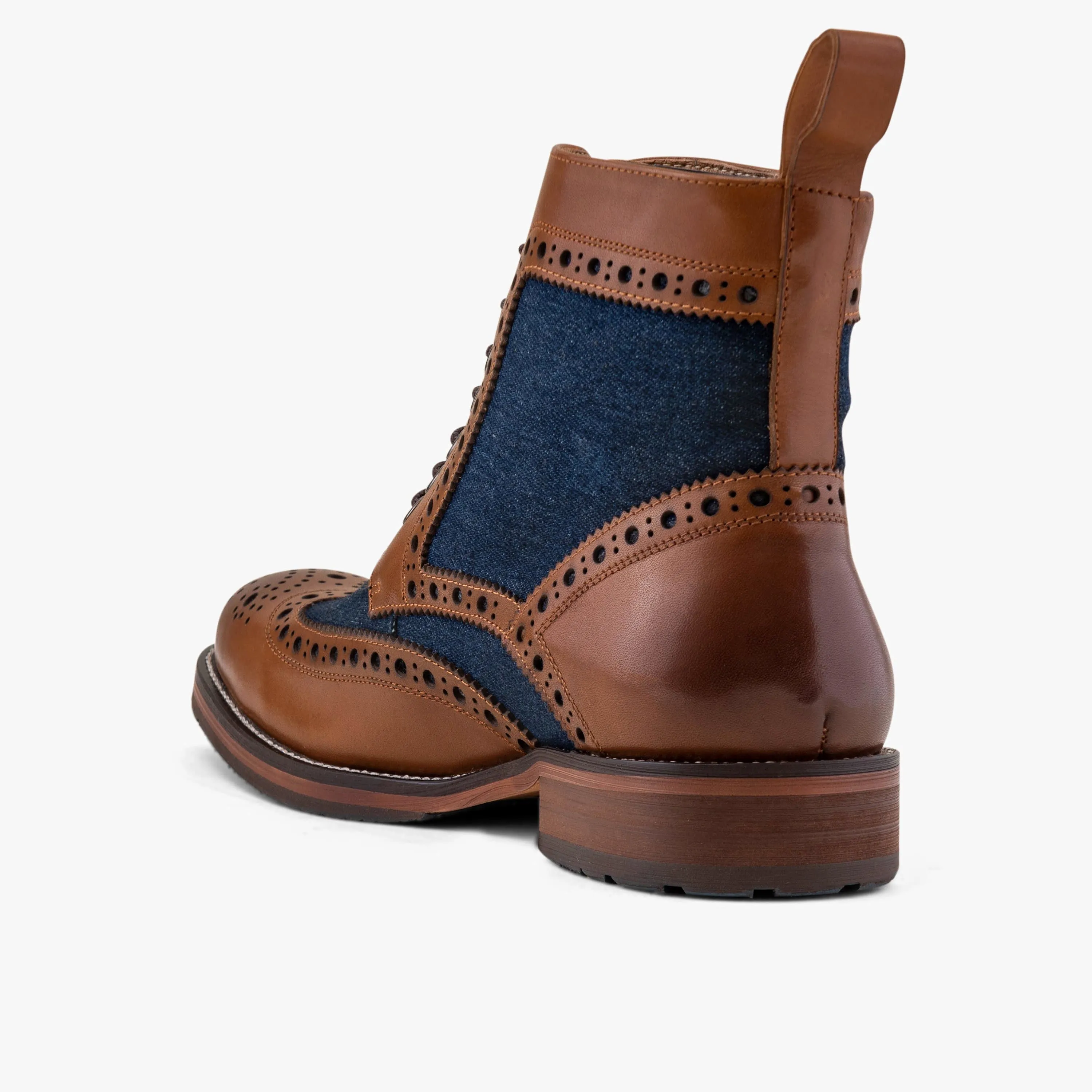 Belmont Denim Wingtip Combat Boots