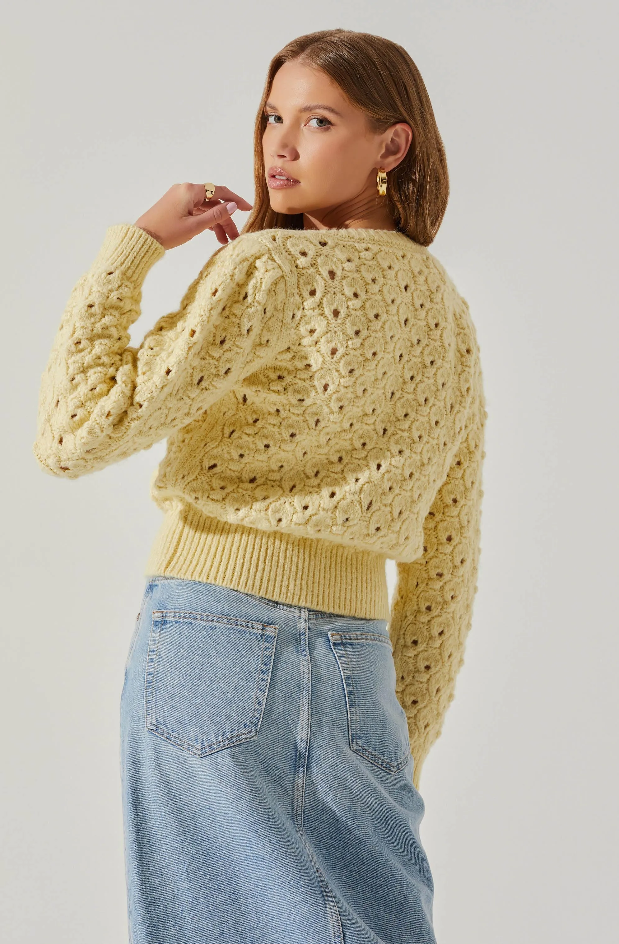 Bianca V Neck Pointelle Sweater