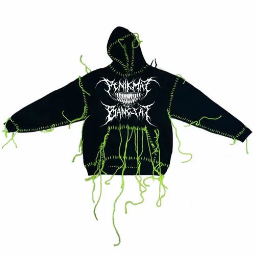 BLACK ALTAR DISTRESSED GRAPHIC HOODIE