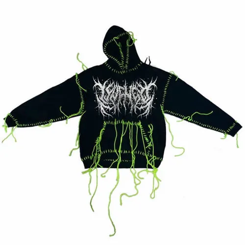 BLACK ALTAR DISTRESSED GRAPHIC HOODIE