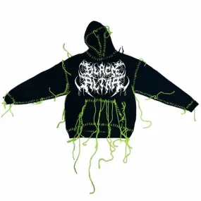 BLACK ALTAR DISTRESSED GRAPHIC HOODIE