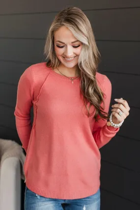 Cabin Cozy Knit Sweater- Coral