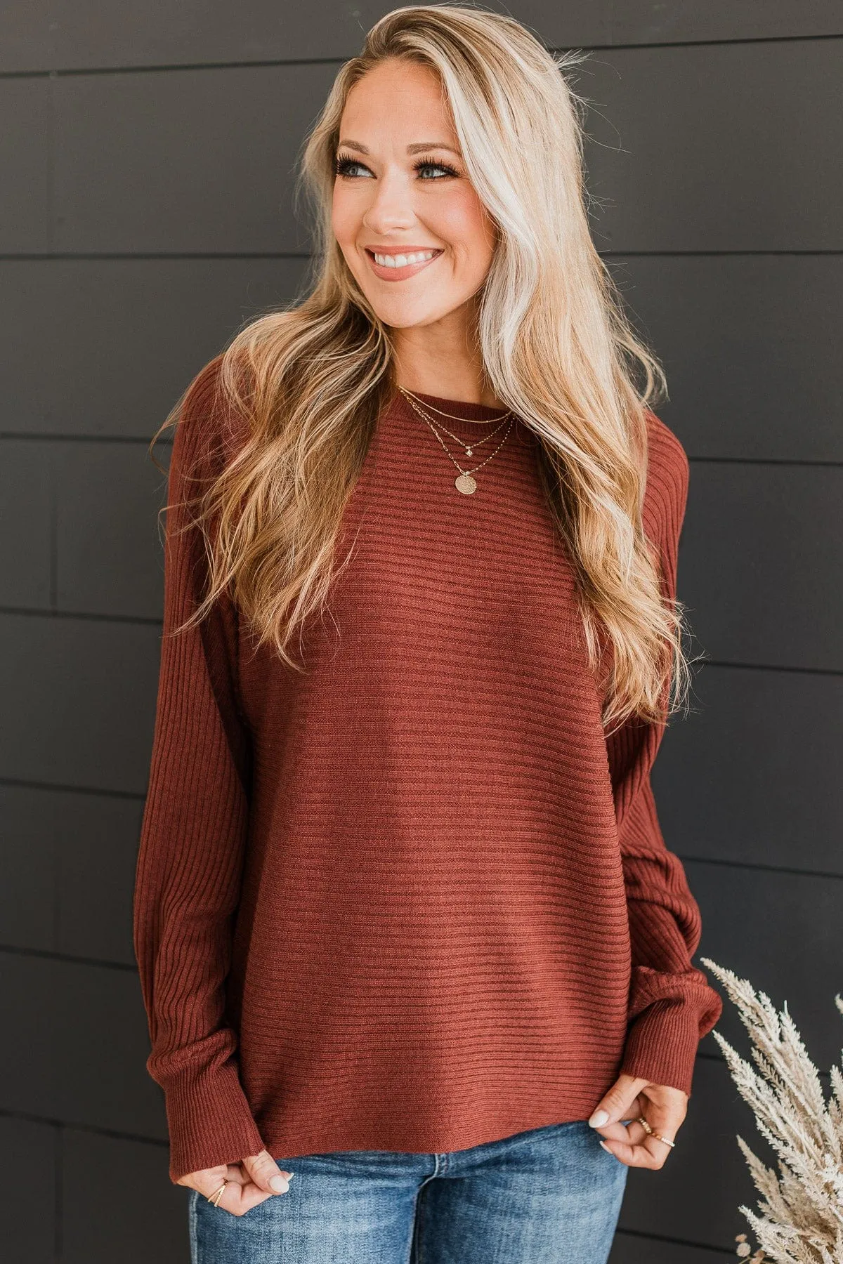 Caught Crushing Knit Sweater- Copper