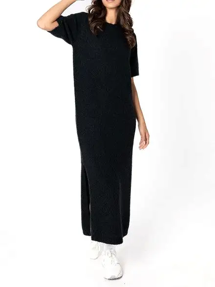 C'EST MOI Knit Crewneck Maxi Sweater Dress