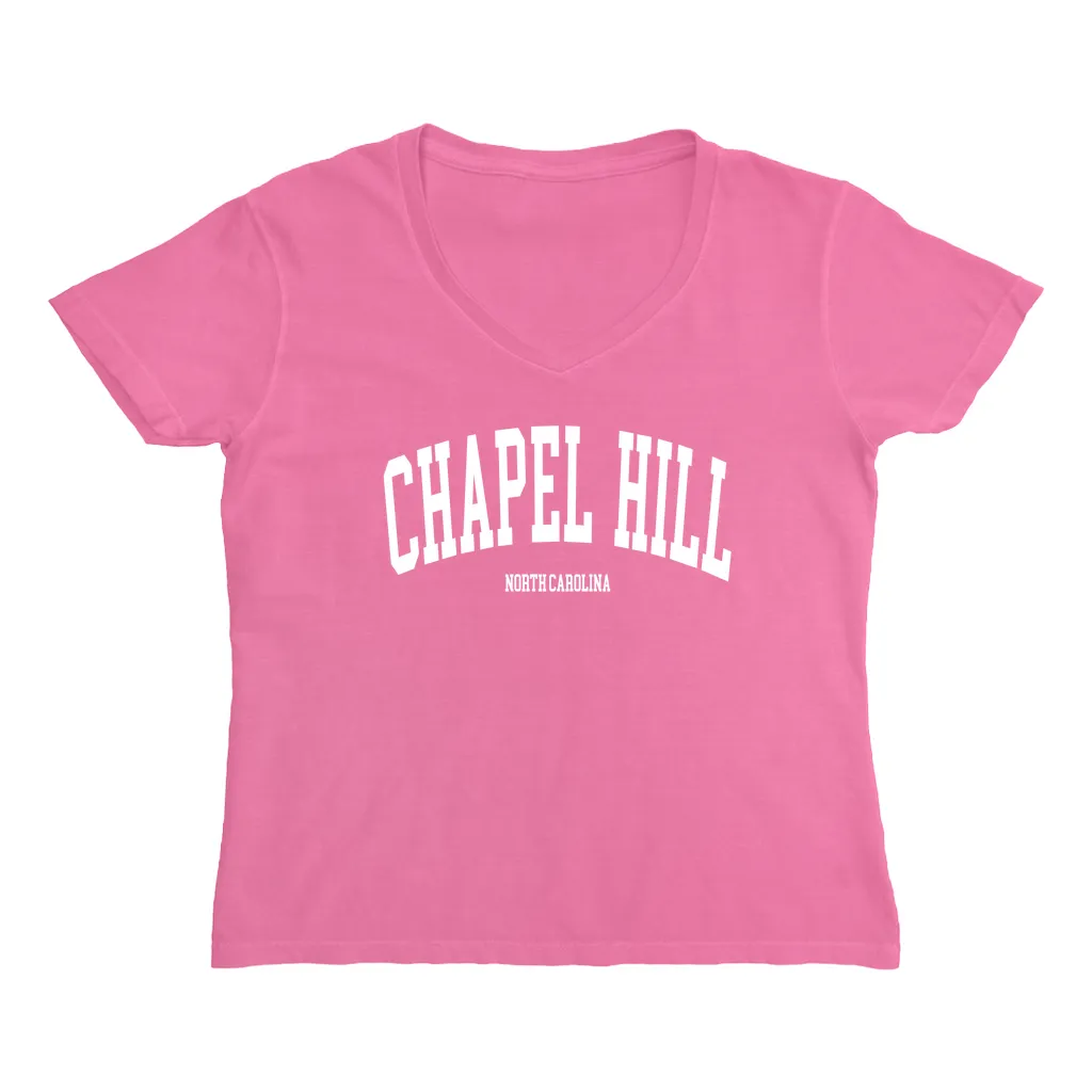 Chapel Hill North Carolina Classic Pink Women's V-Neck Top