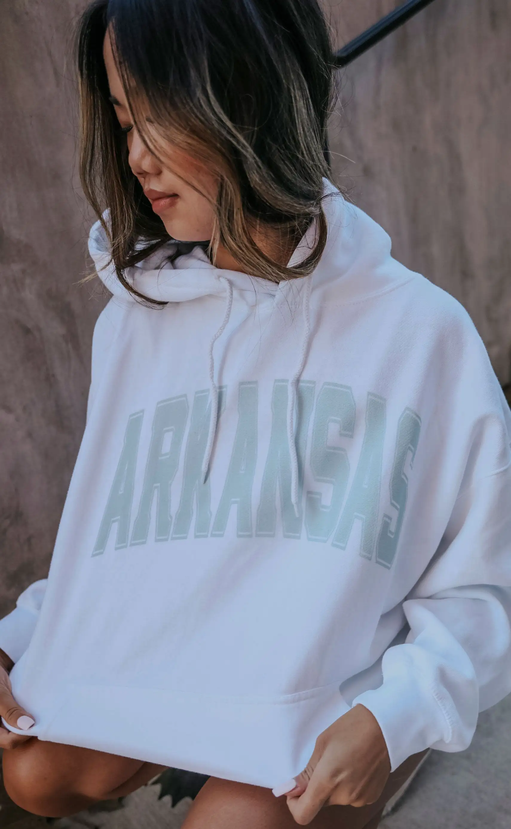 charlie southern: arkansas varsity hoodie - white