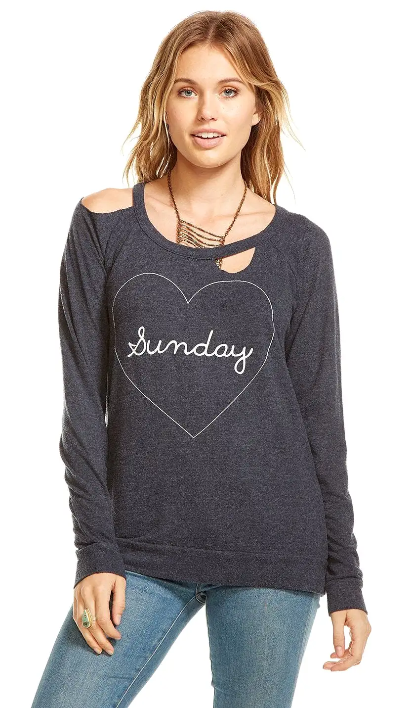 Chaser Deconstructed Heart Sunday Sweater