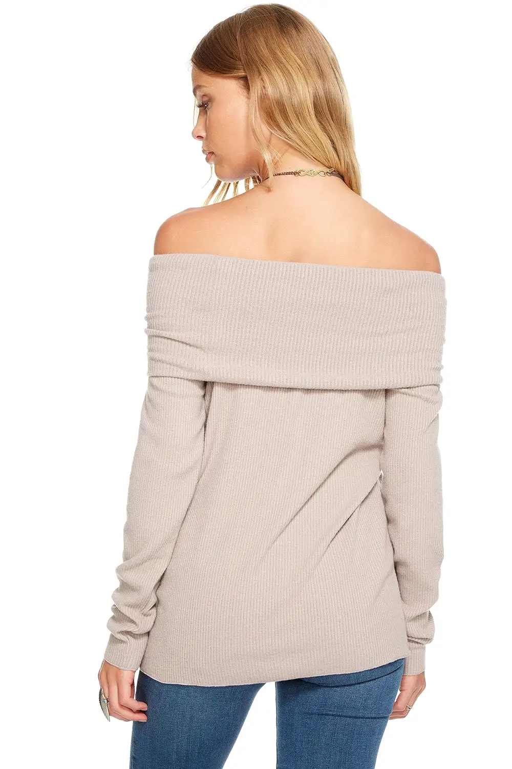 Chaser Love Rib Off Shoulder Sweater