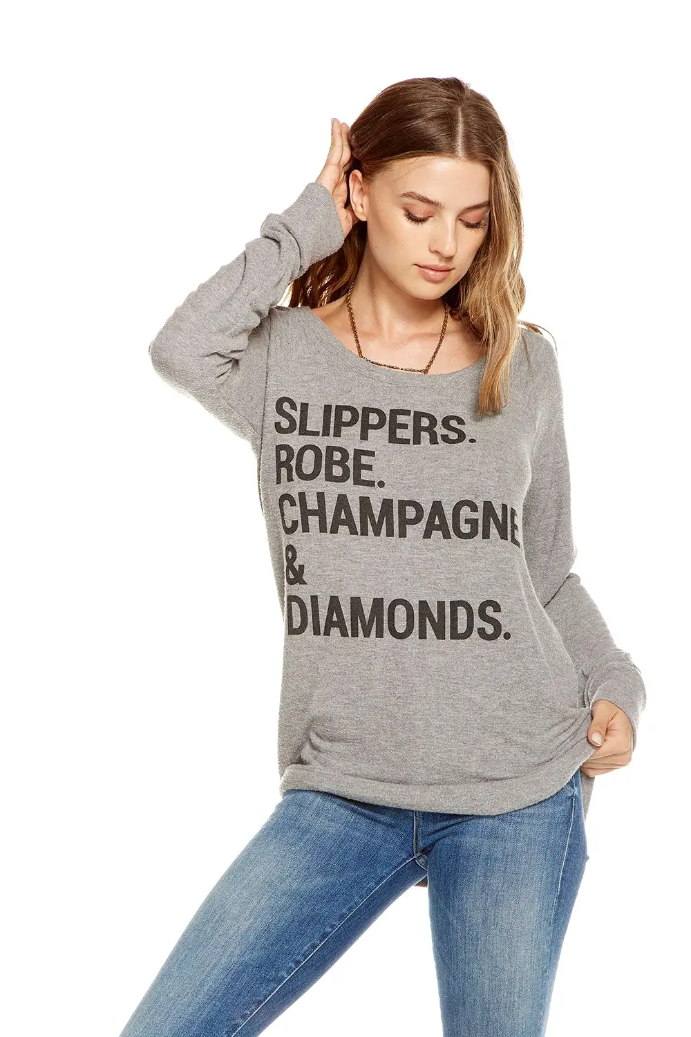 Chaser Slippers & Champagne Open Back Sweater