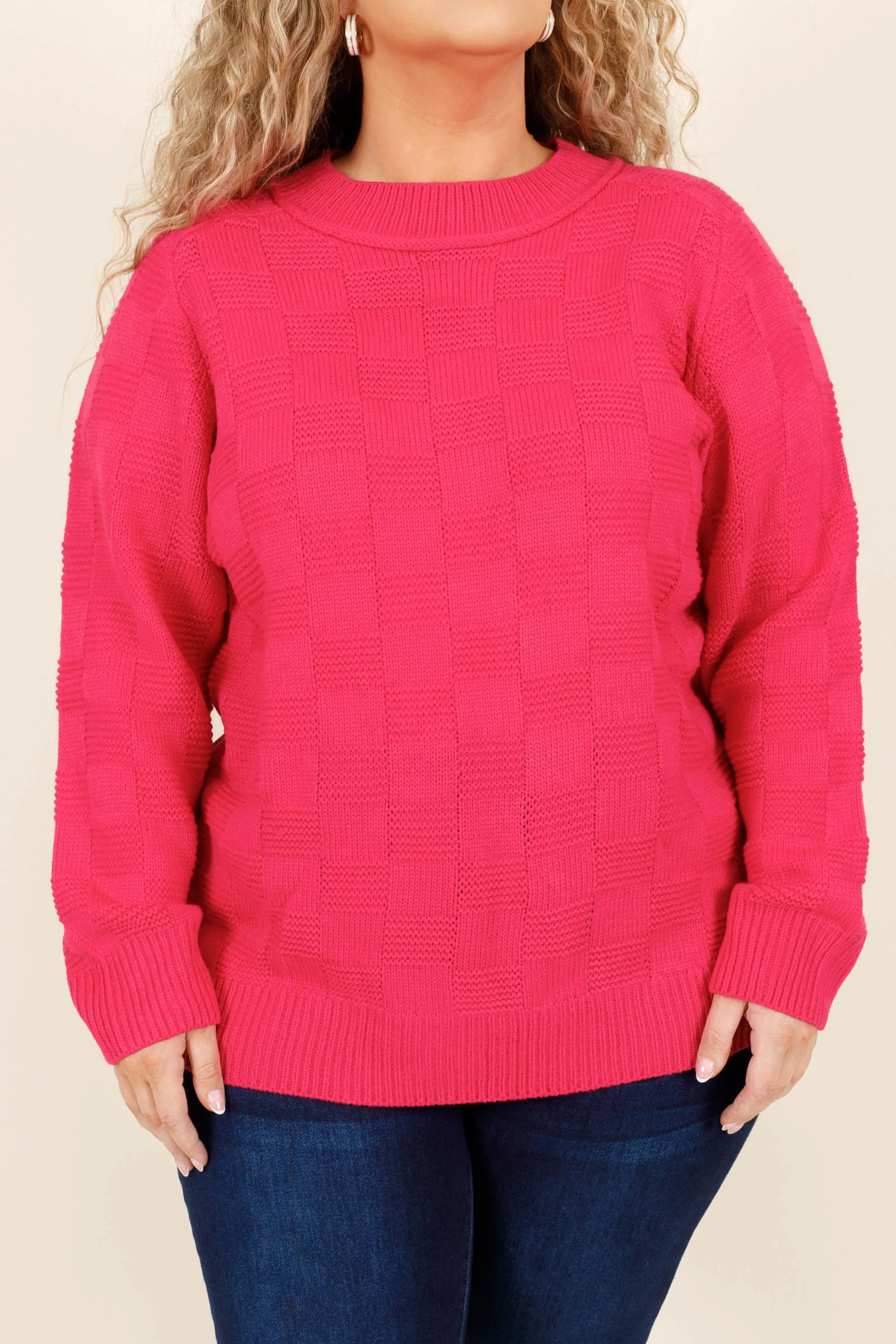 Cheshire Grin Sweater, Hot Pink