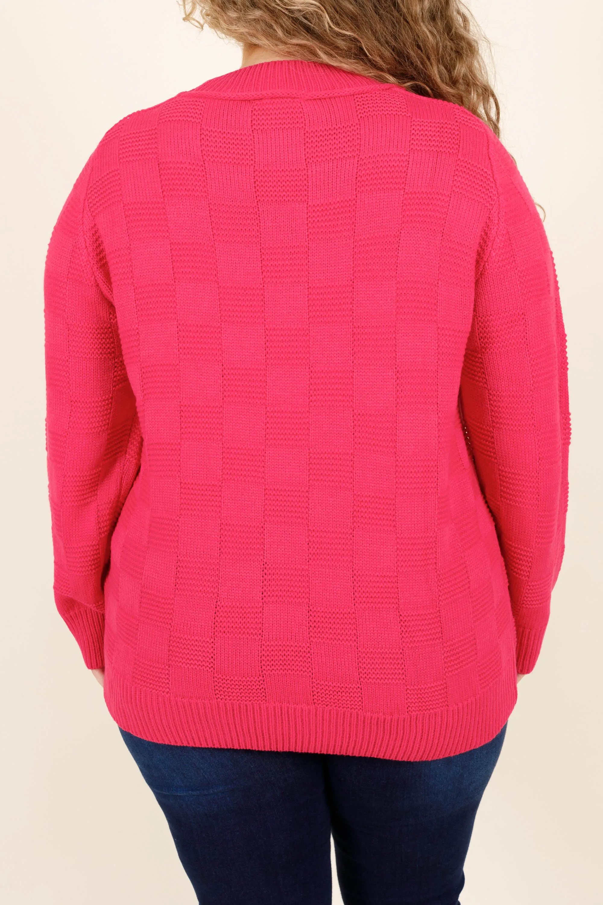 Cheshire Grin Sweater, Hot Pink