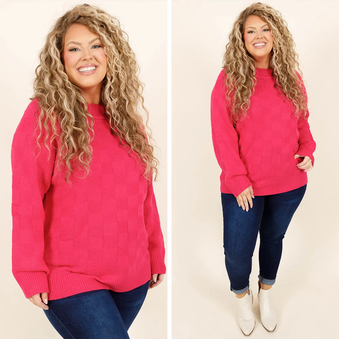 Cheshire Grin Sweater, Hot Pink