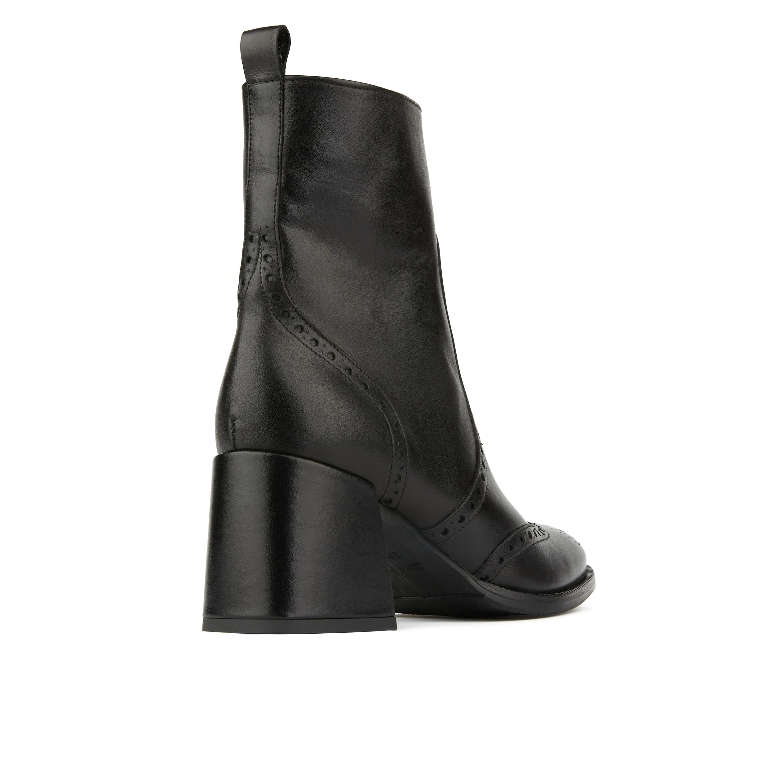 CHLOE BLACK - Women's block heel higher ankle leather boot with side zip