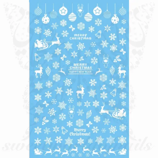 Christmas Nail Art White Snowflakes Reindeer Nail Stickers